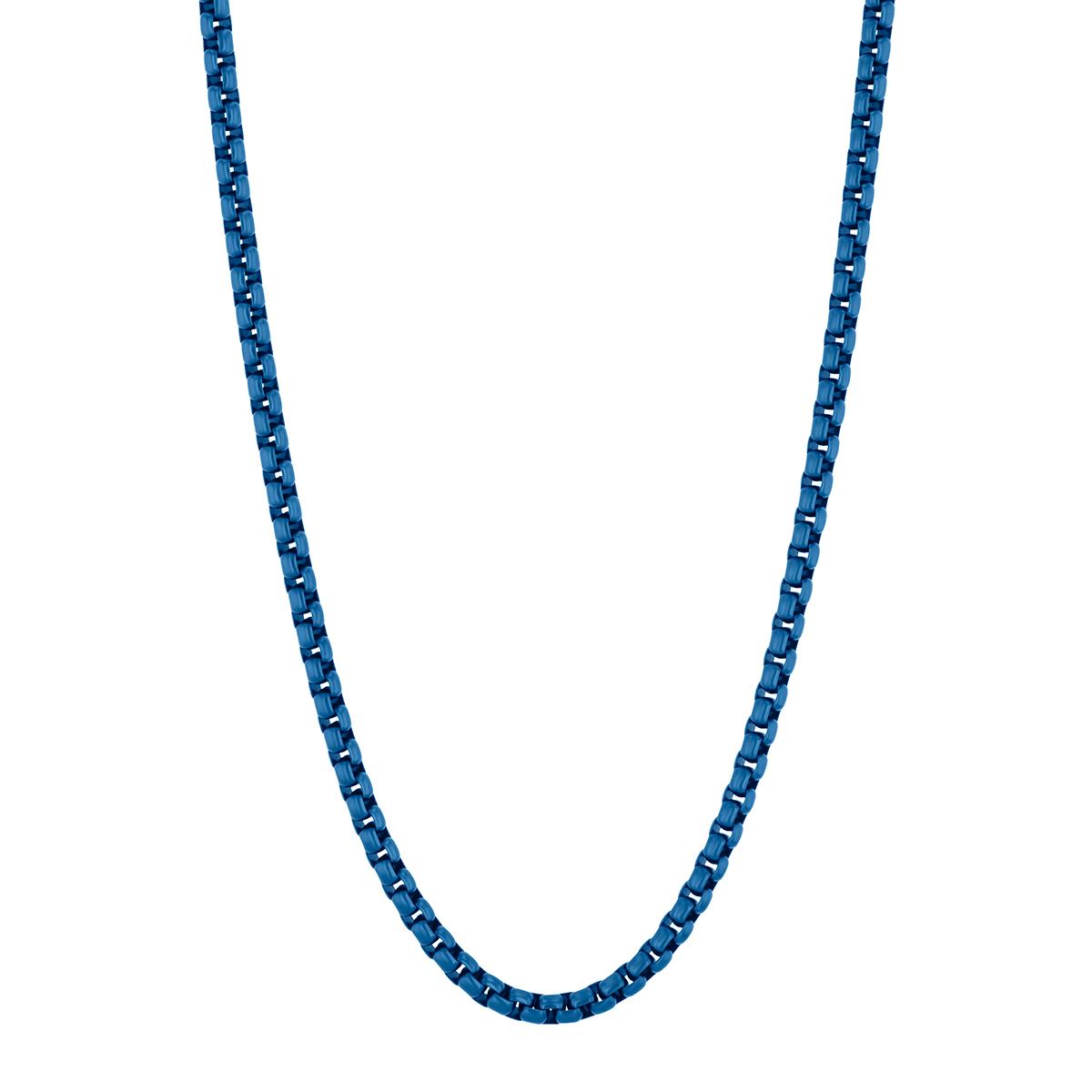 Mens Gentlemens Classics(tm) Blue Ion Plated Box Chain Necklace
