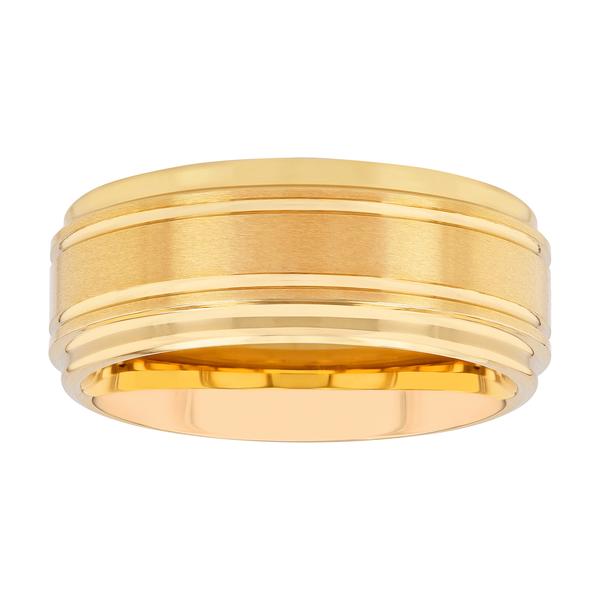 Mens Gentlemens Classics(tm) Gold-Tone Tungsten 2 Stripe Ring