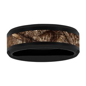 Mens Gentlemens Classics(tm) Black Tungsten Camo Inlay Wedding Band