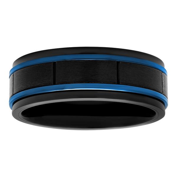 Mens Gentlemens Classics(tm) Blue IP & Brick Design Wedding Band