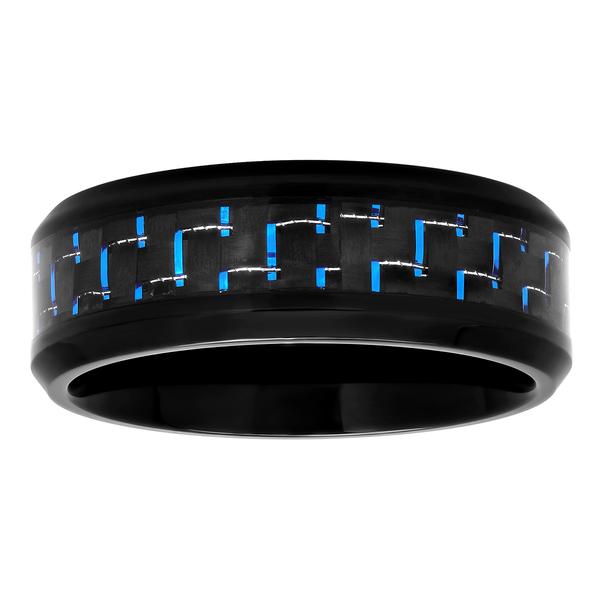 Mens Endless Affection(tm) Black & Blue Stainless Steel Wedding Band