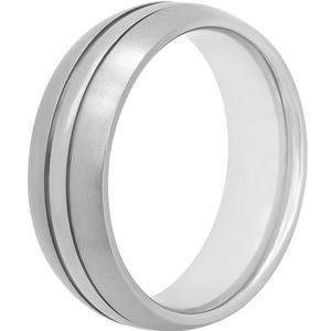 Mens Endless Affection(tm) Titanium Polished Striped Wedding Band alternate view
