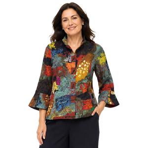 Petite Ali Miles 3/4 Flounce Sleeve Abstract Blouse