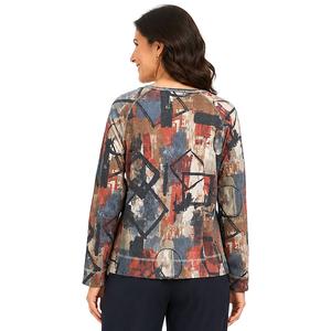 Womens Ali Miles Long Sleeve Abstract Circle Button Front Blouse alternate view