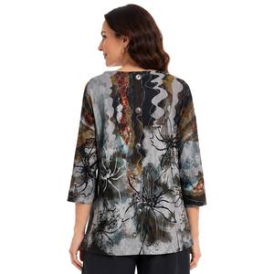 Petite Ali Miles 3/4 Sleeve Abstract Floral Back Button Blouse alternate view