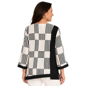 Womens Ali Miles 3/4 Sleeve Stripe Checker Blouse alternate view