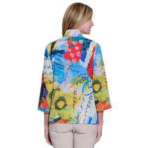 Plus Size Ali Miles 3/4 Sleeve Textured Abstract Blouse alternate view