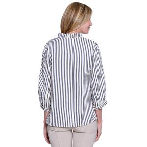 Womens Ali Miles 3/4 Tab Sleeve Pearl Detail Stripe Blouse alternate view