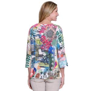 Womens Ali Miles 3/4 Sleeve Abstract Graffiti Blouse alternate view