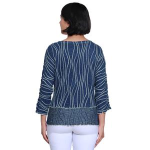 Womens Ali Miles 3/4 Sleeve Textured Wavy Line Blouse alternate view