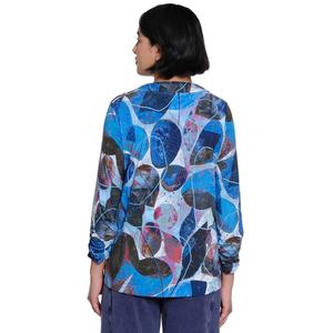 Womens Ali Miles 3/4 Sleeve V-Neck Button Detail Abstract Blouse alternate view