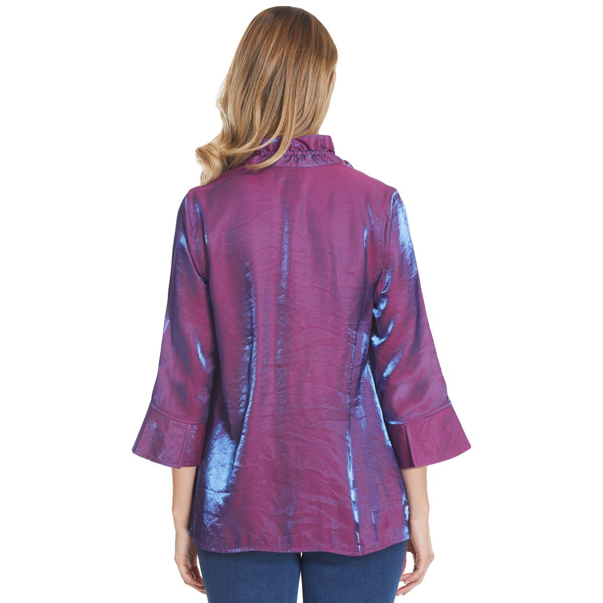 Womens Ali Miles 3/4 Sleeve Irridescent Shimmer Jacket