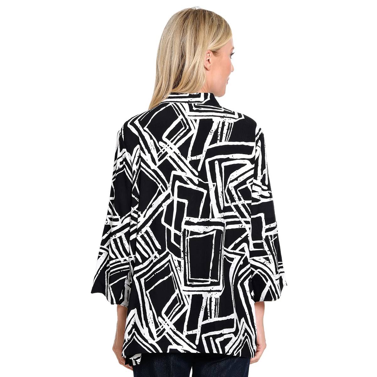 Petite Ali Miles 3/4 Sleeve Geometric Line Front Pocket Jacket