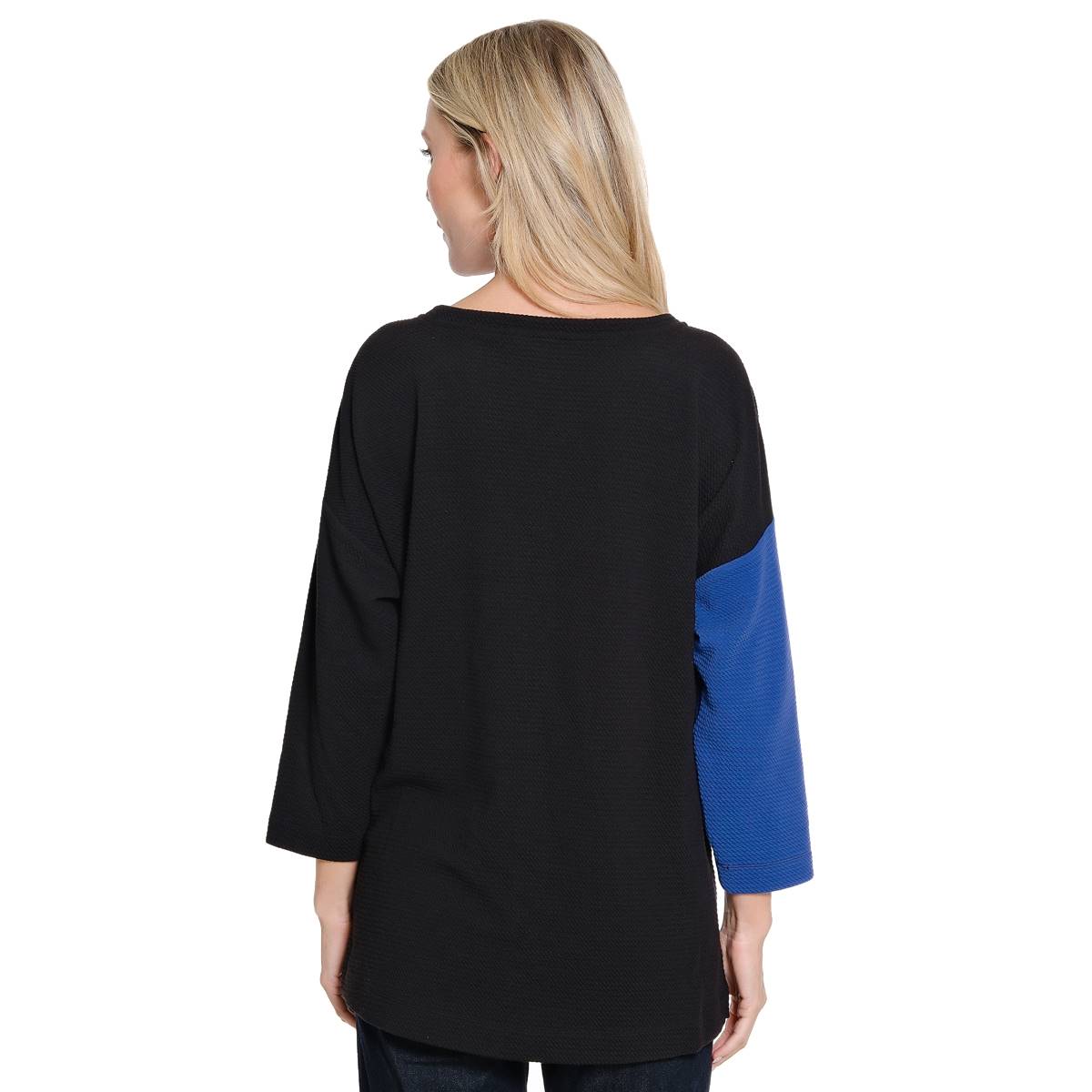 Womens Ali Miles 3/4 Sleeve Color Block Patch Pocket Tunic Tee