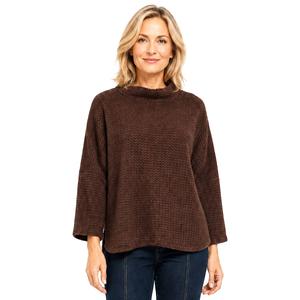 Plus Size Ali Miles 3/4 Sleeve Mock Neck Brushed Solid Sweater