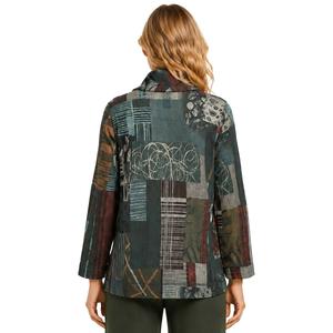 Womens Ali Miles Long Sleeve Cowl Neck Abtsract Patchwork Blouse alternate view