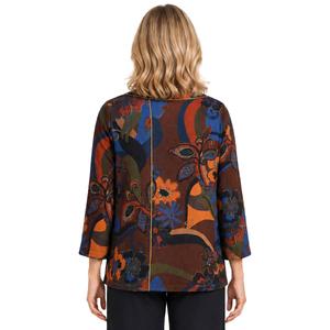 Plus Size Ali Miles 3/4 Sleeve Retro Floral Front Pocket Blouse alternate view