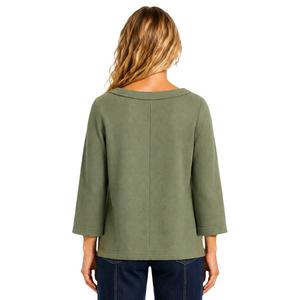 Womens Ali Miles 3/4 Sleeve Solid Blouse with Front Pocket alternate view