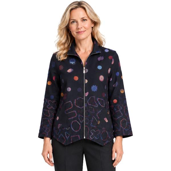 Plus Size Ali Miles Zip Front Abstract Dot Jacket
