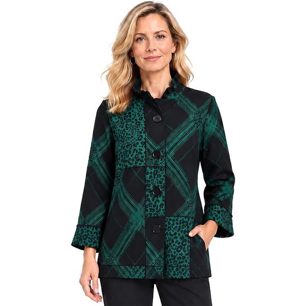 Womens Ali Miles Wire Collar Crosshatch Structured Jacket
