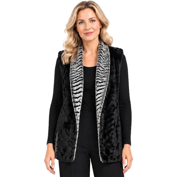 Womens Ali Miles Shawl Collar Faux Fur Reversible Vest