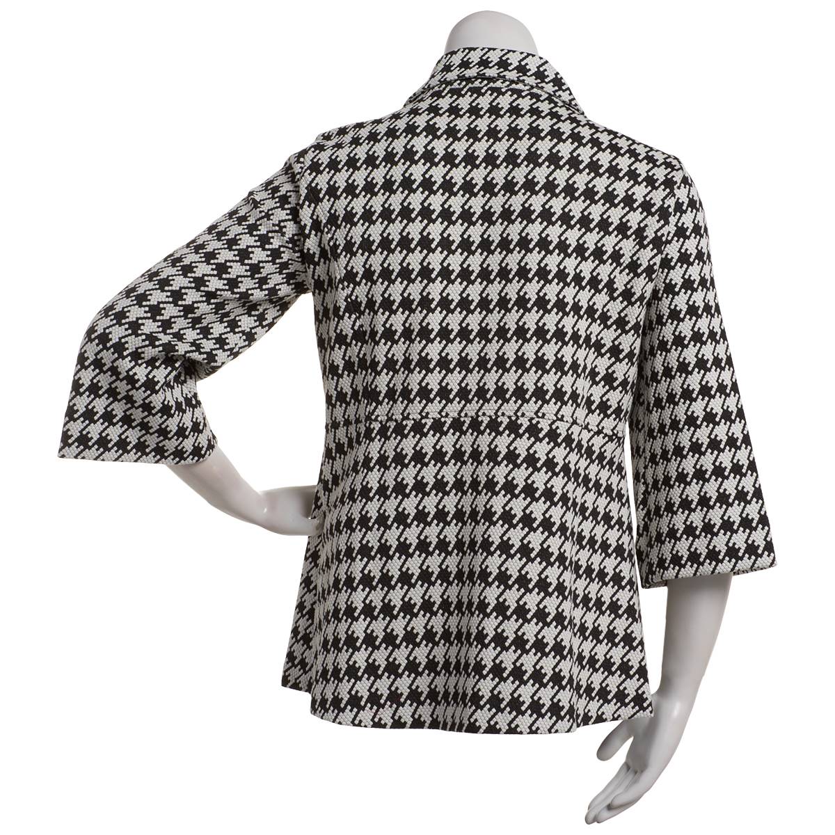 Womens Ali Miles 3/4 Sleeve Jacquard Houndstooth Button Jacket