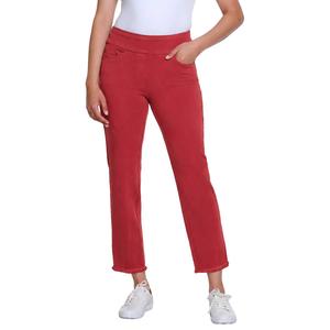 Womens Multiples Elastic Waist 5 Pocket Fringe Ankle Pants