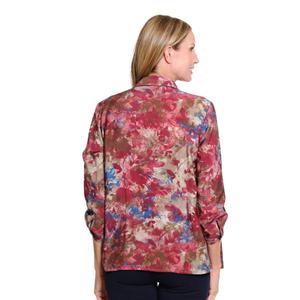 Womens Multiples Roll Tab Sleeve Pleat Front Floral Blouse alternate view
