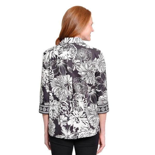 Womens Multiples 3/4 Sleeves Button Front Floral Blouse alternate view