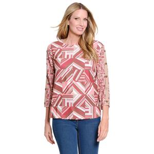 Womens Multiples 3/4 Sleeve Button Detail Geometric Blouse