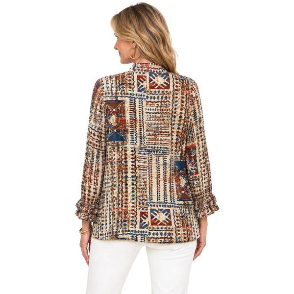 Womens Multiples 3/4 Sleeve Big Button Abstract Blouse alternate view