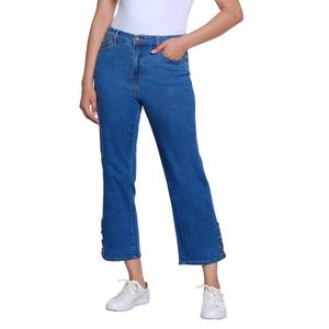 Womens Multiples 5-Pocket Button Hem Capri Jeans