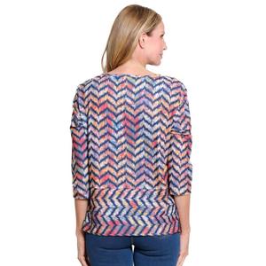 Womens Multiples 3/4 Sleeve Chevron Side Drawstring Blouse alternate view