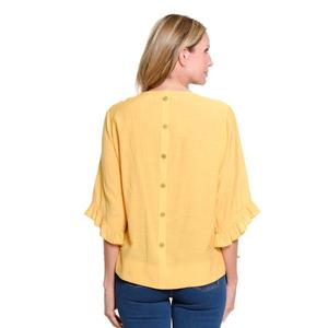 Womens Multiples Elbow Ruffle Sleeve Solid Blouse alternate view