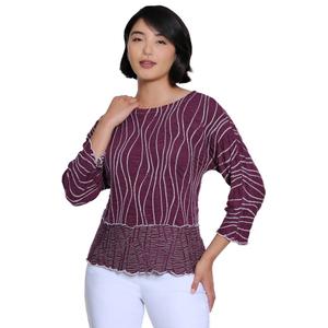 Petite Ali Miles 3/4 Sleeve Textured Wavy Line Blouse