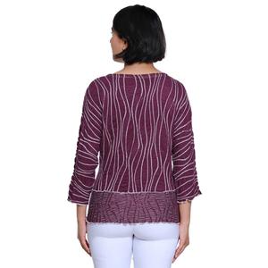Petite Ali Miles 3/4 Sleeve Textured Wavy Line Blouse alternate view