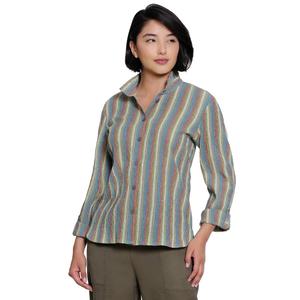 Plus Size Ali Miles 3/4 Sleeve Textured Yarn Dye Stripe Blouse