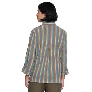 Plus Size Ali Miles 3/4 Sleeve Textured Yarn Dye Stripe Blouse alternate view