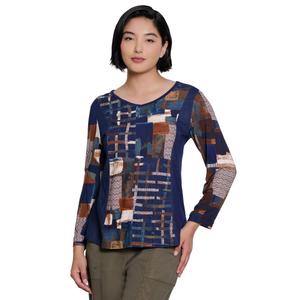 Petite Ali Miles Long Sleeve V-Neck Abstract Blouse