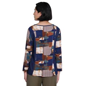 Petite Ali Miles Long Sleeve V-Neck Abstract Blouse alternate view