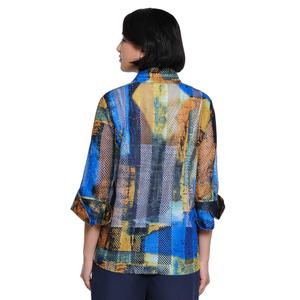Plus Size Ali Miles 3/4 Cuff Sleeve Textured Abstract Blouse alternate view