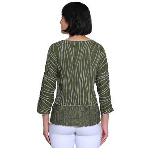 Plus Size Ali Miles 3/4 Sleeve Textured Wavy Line Blouse alternate view