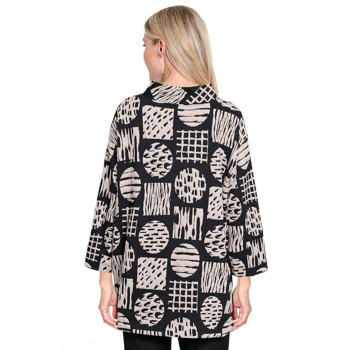 Plus Size Ali Miles Funnel Neck Jacquard Tunic Blouse