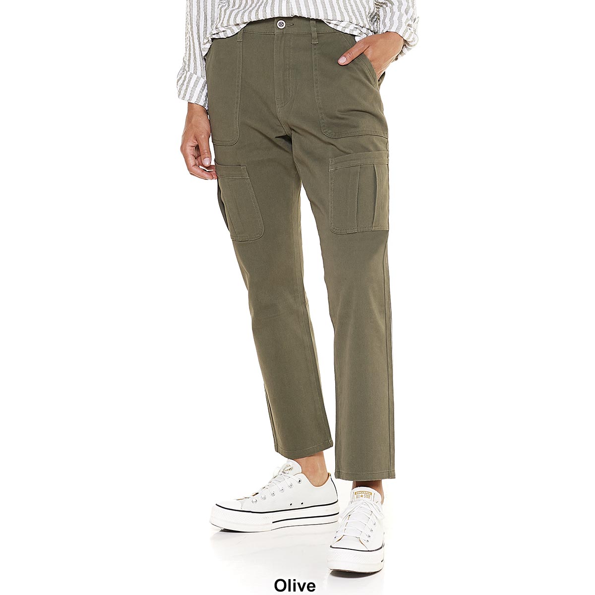 Petites Da-sh Twill Solid Cargo Pocket Pants