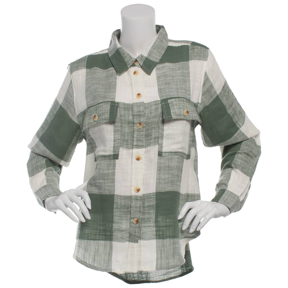 Womens da-sh Long Sleeve Soft Brushed Plaid Casual Button Down