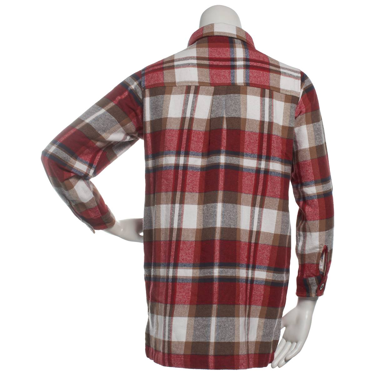 Womens Da-sh Long Sleeve Button Front Red Plaid Shacket