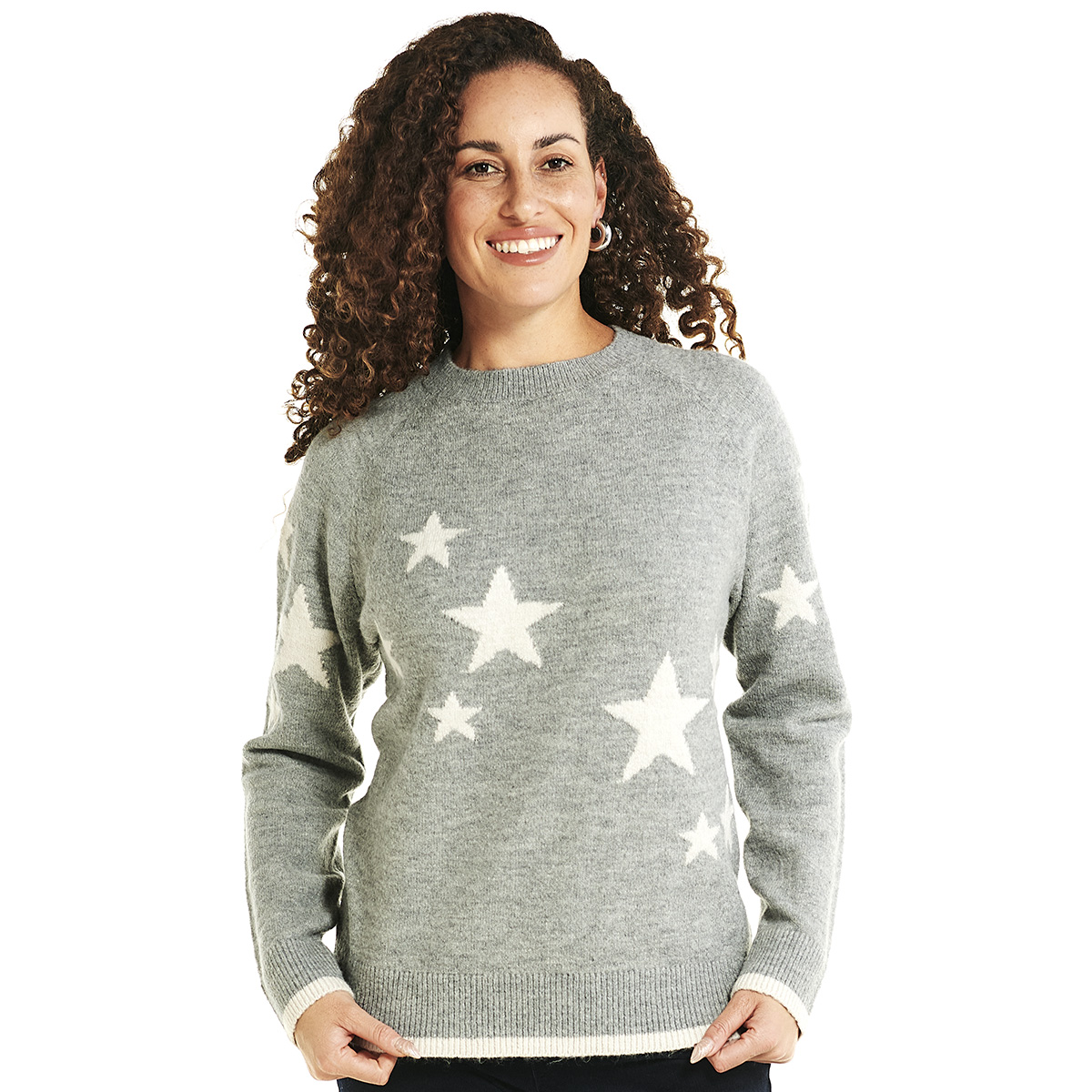 Petite Erika Long Sleeve Star Intarsia Sweater