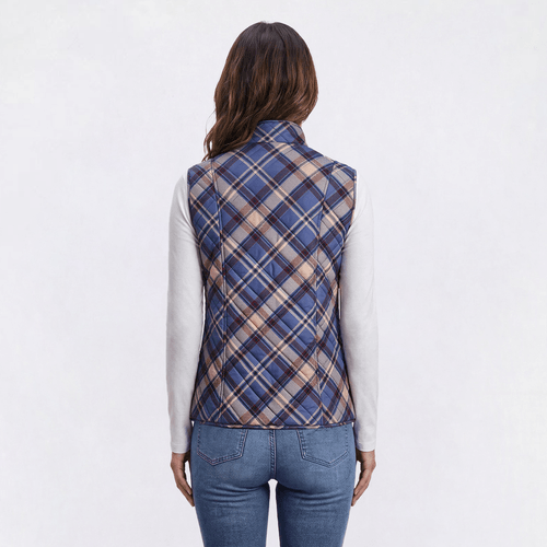 Womens Erika Zipper Quilted Plaid Vest alternate view