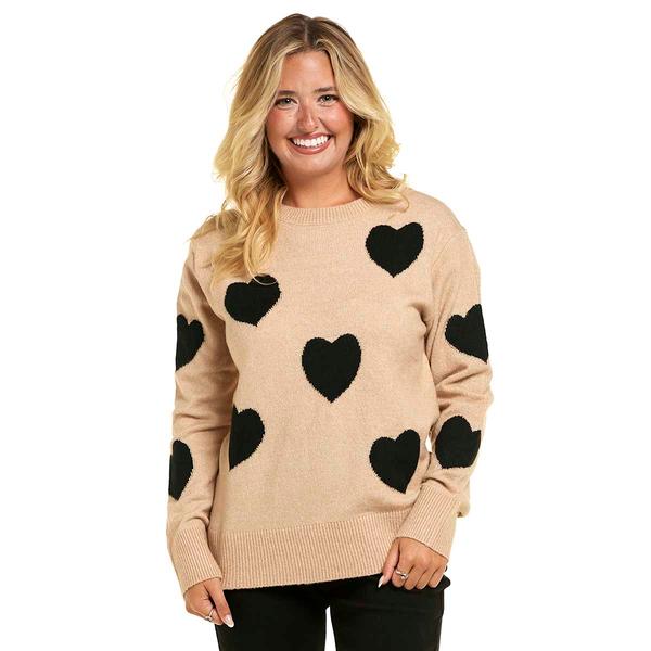 Womens Erika Long Sleeve Heart Intarsia Sweater
