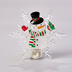 Snowman w/Glitter Snowflakes Nightlight